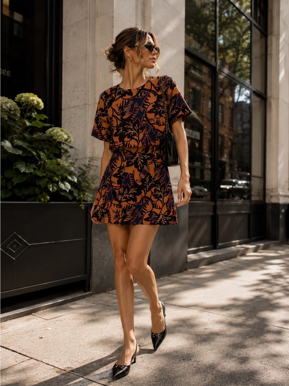 Topshop Retro Leaf Print Overlay Mini Dress 2